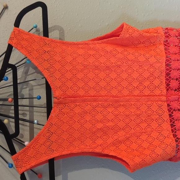 Free People Orange Dress Mini See-Through Daisy Waist Size 10 ASO Taylor Swift - Picture 8 of 10